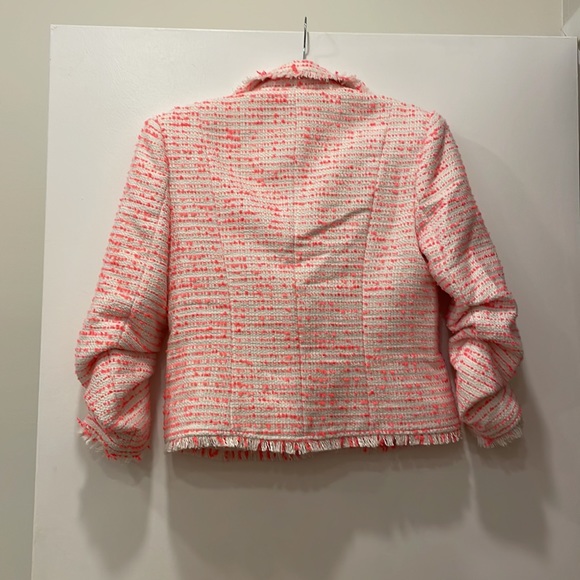 Cinq a Sept Hot Pink and White Tweed Blazer - Picture 2 of 5